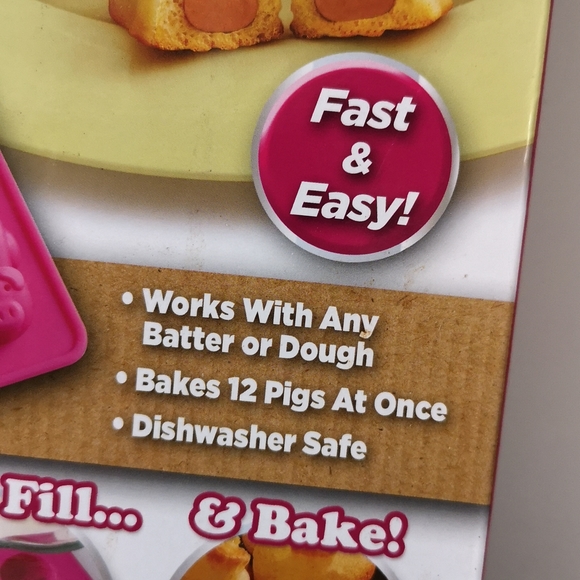 Piggy Pop Silicone Baking Pan As-Seen-On-TV New in Box, Bakes 12, Pink BPA Free - Picture 3 of 6